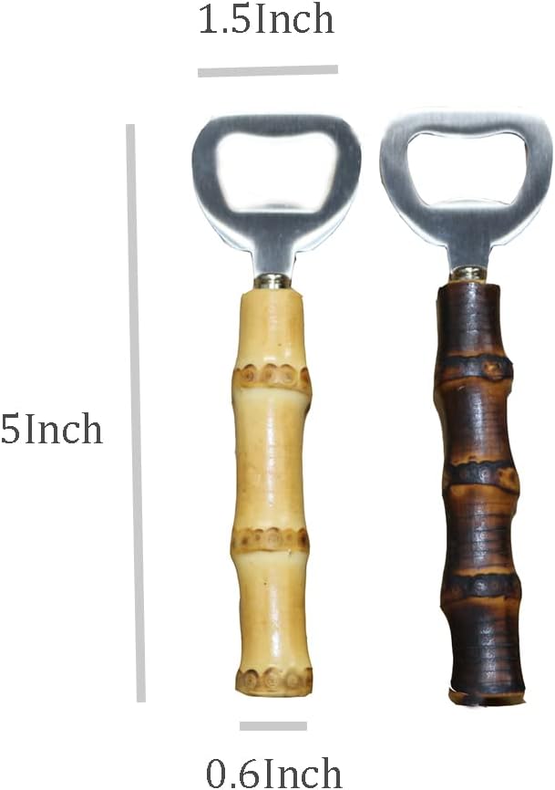 Bamboo Handle Stainless Steel Bottle Opener | Vintage Natural Wooden Beer & Drink Opener for Home, Bar, and Gifts