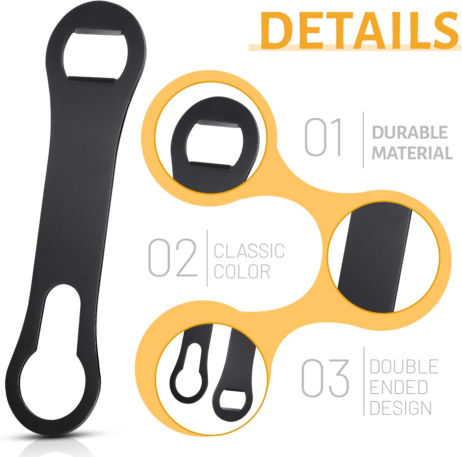 4 Pcs Stainless Steel Bar Bottle Opener | Black Flat Speed Opener for Beer & Drinks, Professional Bar Tool
