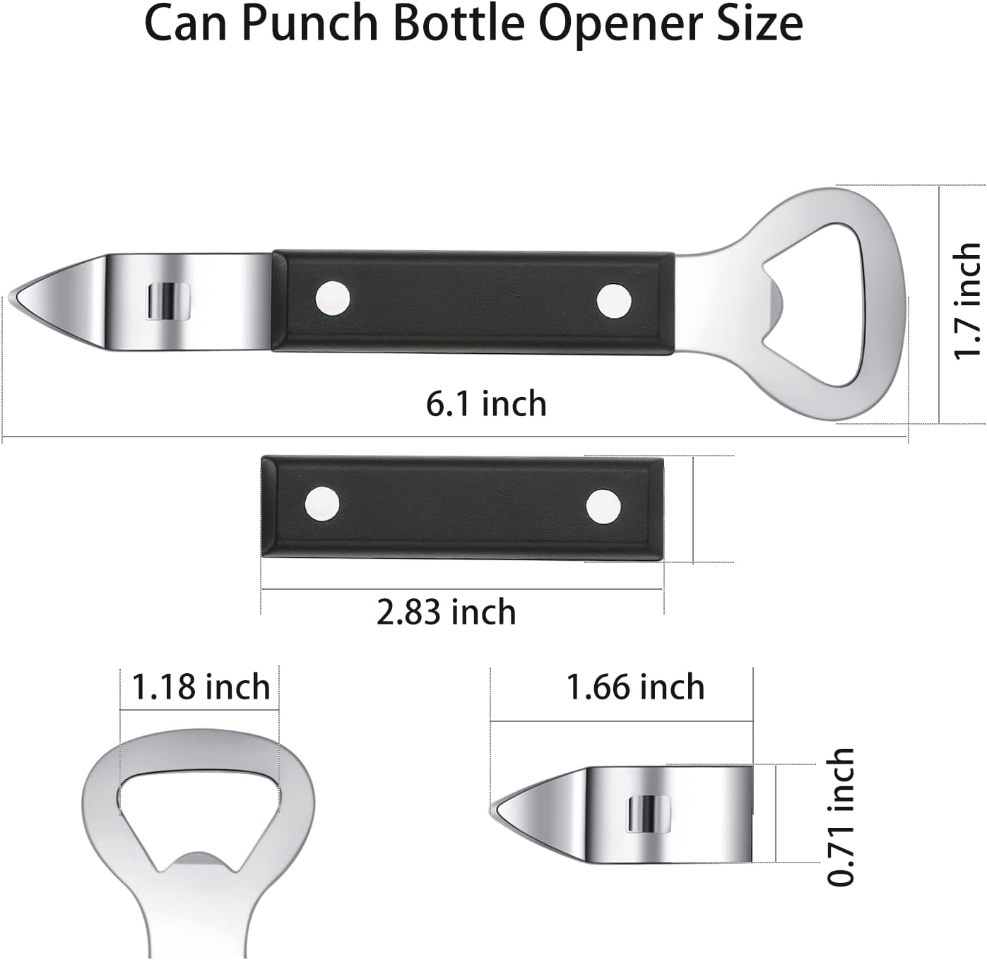 Dual-Head Can Punch Bottle Opener | Stainless Steel Beer & Drink Opener for Home, Kitchen, and Bar Use