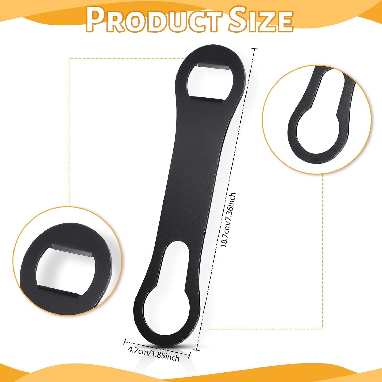 4 Pcs Stainless Steel Bar Bottle Opener | Black Flat Speed Opener for Beer & Drinks, Professional Bar Tool