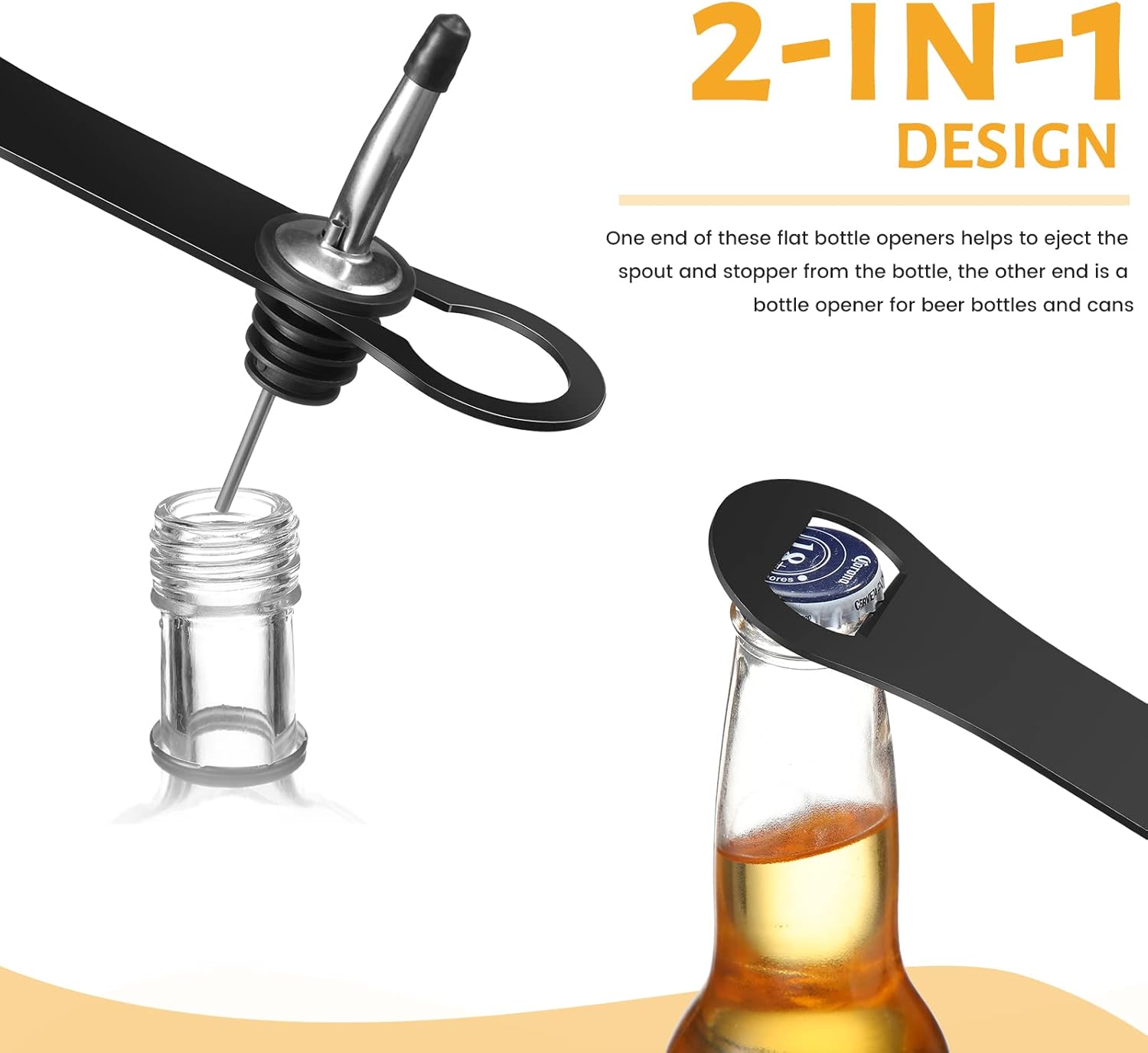 4 Pcs Stainless Steel Bar Bottle Opener | Black Flat Speed Opener for Beer & Drinks, Professional Bar Tool