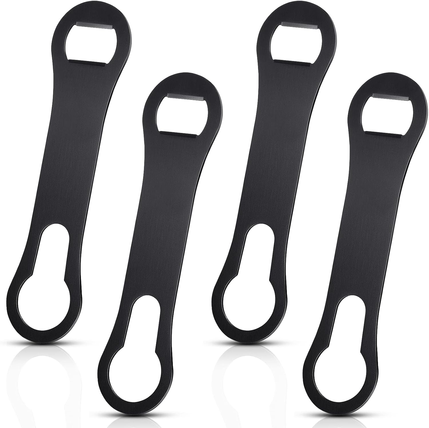 4 Pcs Stainless Steel Bar Bottle Opener | Black Flat Speed Opener for Beer & Drinks, Professional Bar Tool