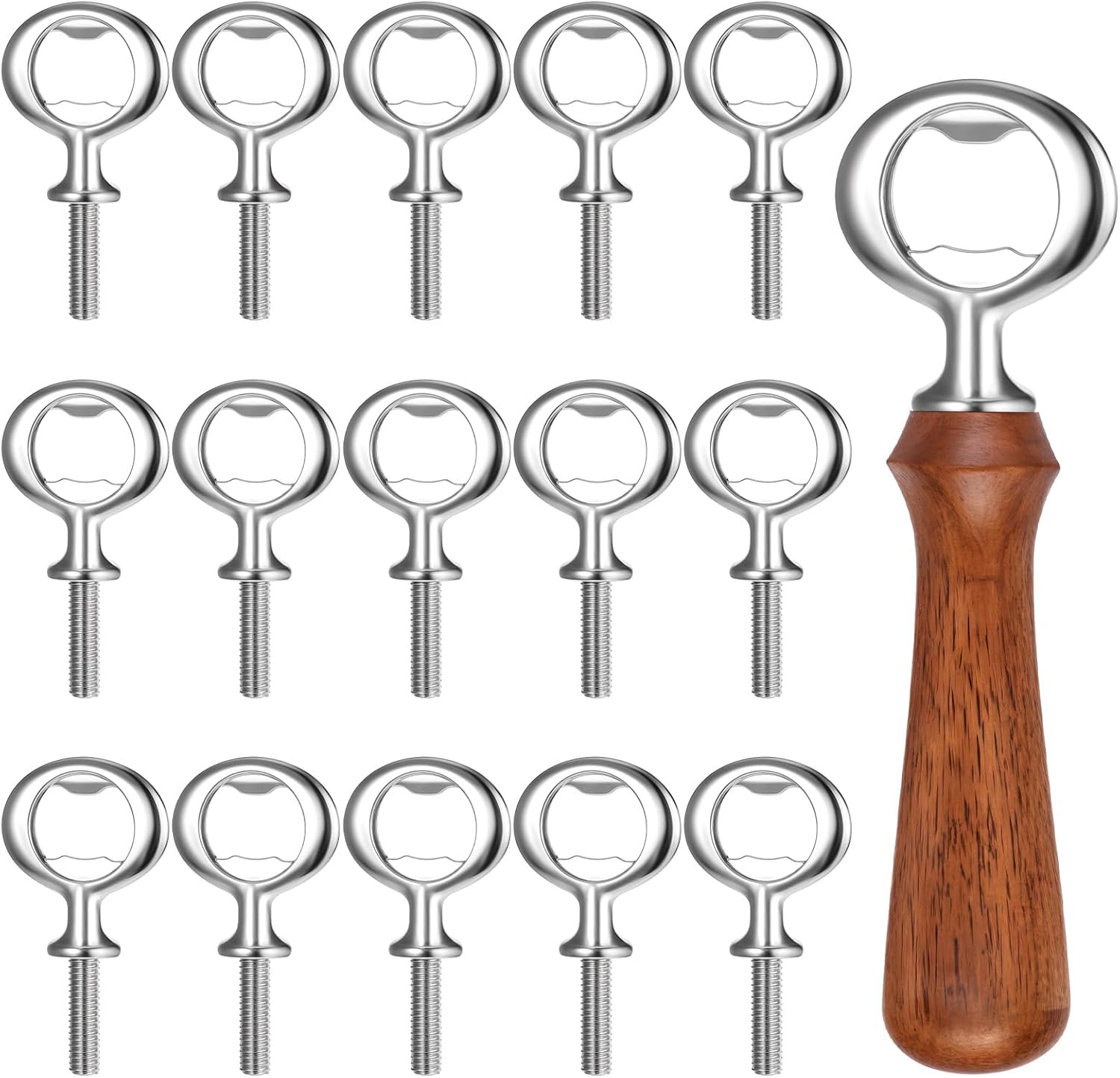 15 PCS Metal Bottle Opener Kit Bulk Stainless Blank Bottle Openers Inserts Hardware for Valentine's Day Wedding Wine Party DIY Project Craft Wood Turning