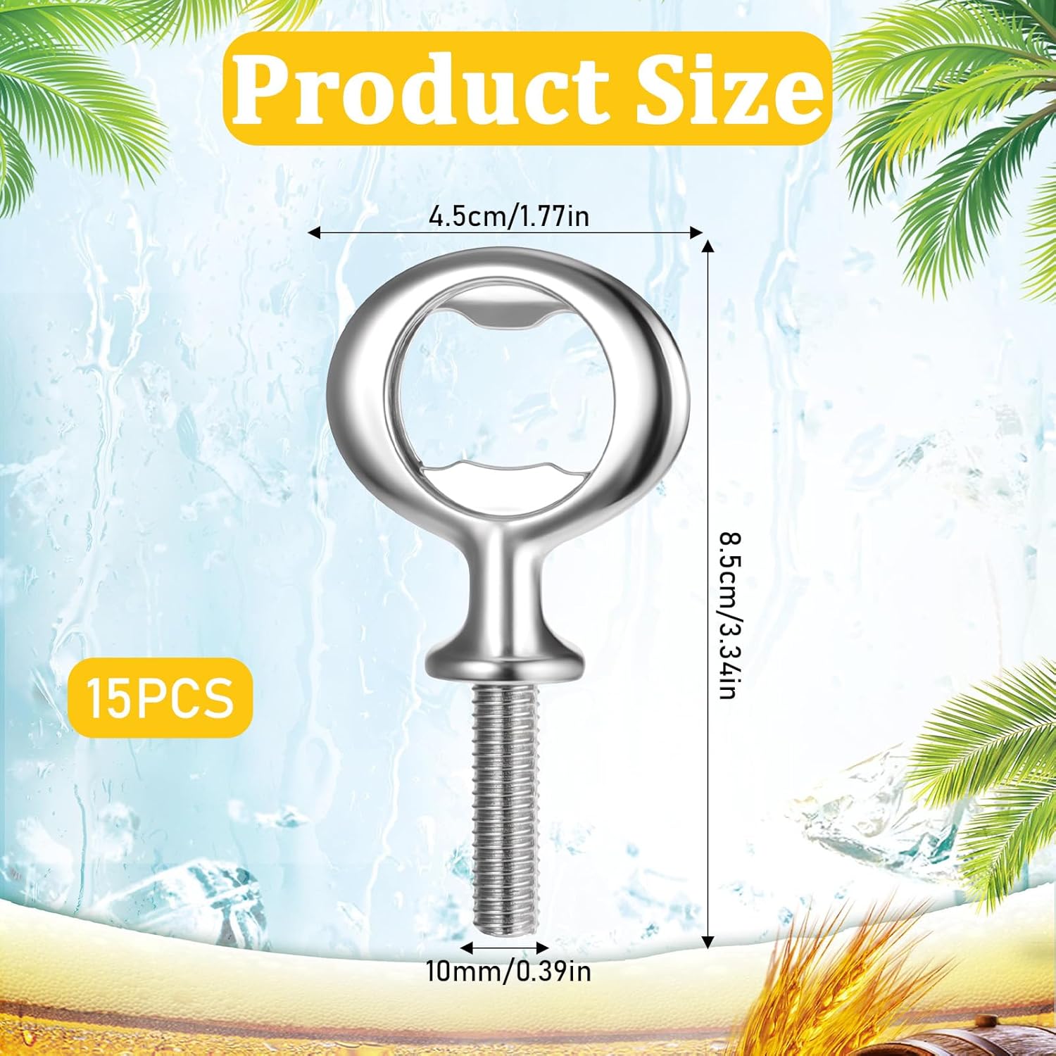 15 PCS Metal Bottle Opener Kit Bulk Stainless Blank Bottle Openers Inserts Hardware for Valentine's Day Wedding Wine Party DIY Project Craft Wood Turning